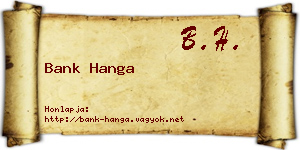 Bank Hanga névjegykártya